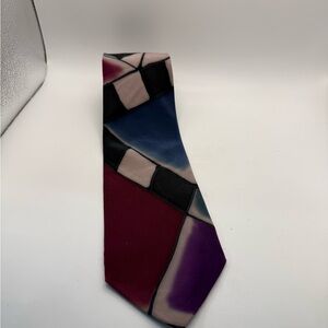 men’s tie hand painted, hand sewn 100% Silk , sign by artist Gloria CHAH
